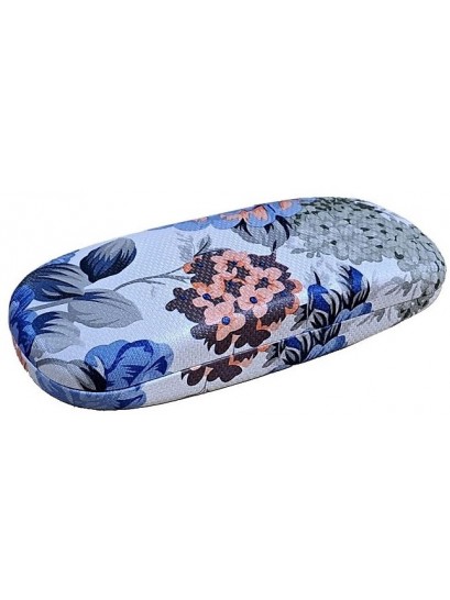 Θήκη γυαλιών σκληρή μεταλλική floral μπλε