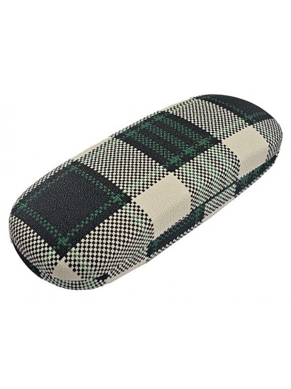 Θήκη γυαλιών σκληρή μεταλλική καρώ πράσινη