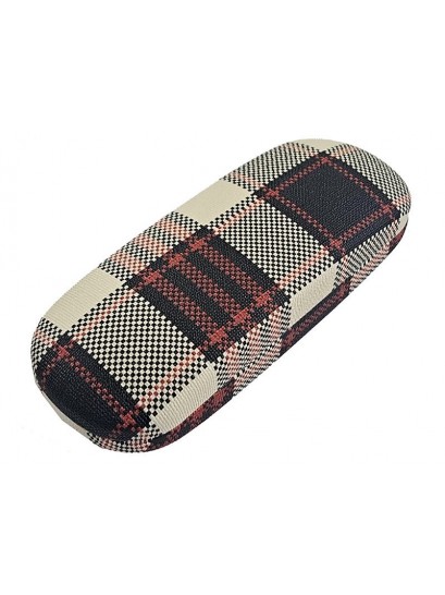 Θήκη γυαλιών σκληρή μεταλλική καρώ κόκκινη