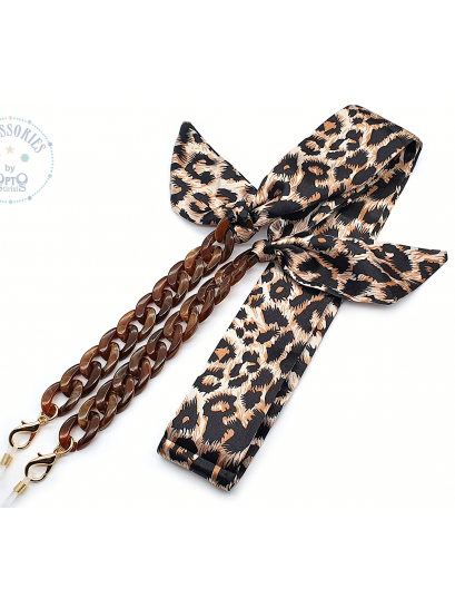 Αλυσίδα κοκκάλινη καφέ με μαντήλι cheetah  mod 1411.2