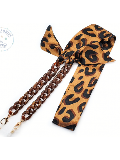 Αλυσίδα κοκκάλινη καφέ με μαντήλι leopard  mod 1411.3