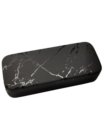 Θήκη γυαλιών σκληρή μεταλλική μαύρη με νερά