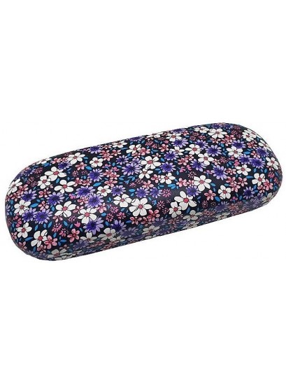 Θήκη γυαλιών σκληρή μεταλλική floral μωβ
