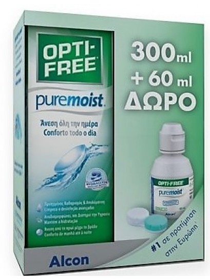 Optifree Puremoist Υγρό Φακών Επαφής Πολλαπλών Χρήσεων 300ml+60ml