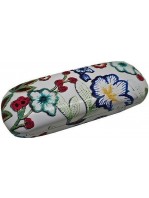 Θήκη γυαλιών σκληρή μεταλλική floral λευκή