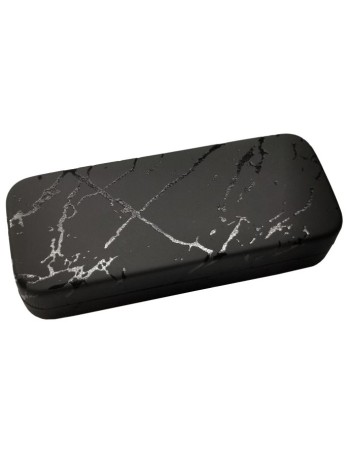 Θήκη γυαλιών σκληρή μεταλλική μαύρη με νερά