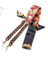 Αλυσίδα κοκκάλινη καφέ με μαντήλι floral  mod 1411.5